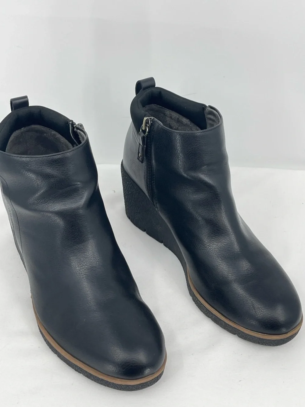 DrScholls BERKLIE Women’s Black Wedge Ankle Boots - Sleek Side-Zip Design  10M